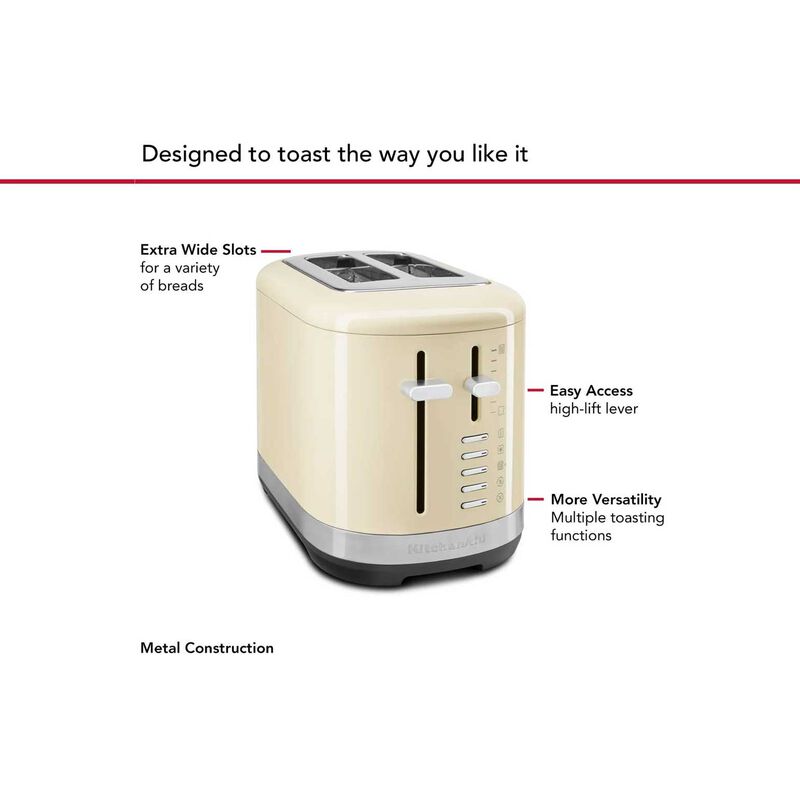KitchenAid 2 Slice Toaster - Almond Cream image number 2